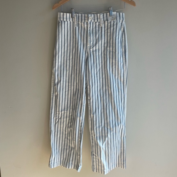 NWT J. CREW Slim Wide Leg Navy Striped Jeans - Picture 2 of 5